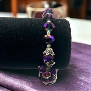 Purple Crystal with one large cluster 2 7/8 around bracelet!